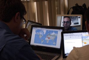 Photograph of undergraduate looking at screens